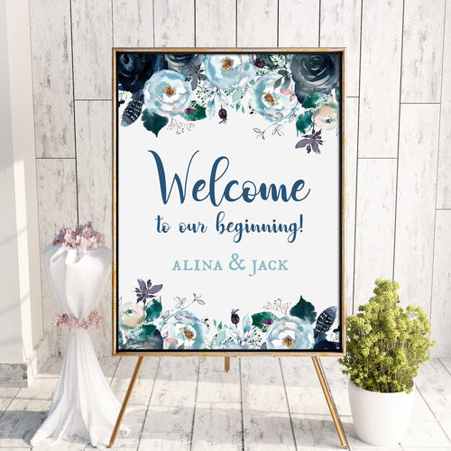 Dusty Blue & Navy // Wedding Welcome Signs // #5025