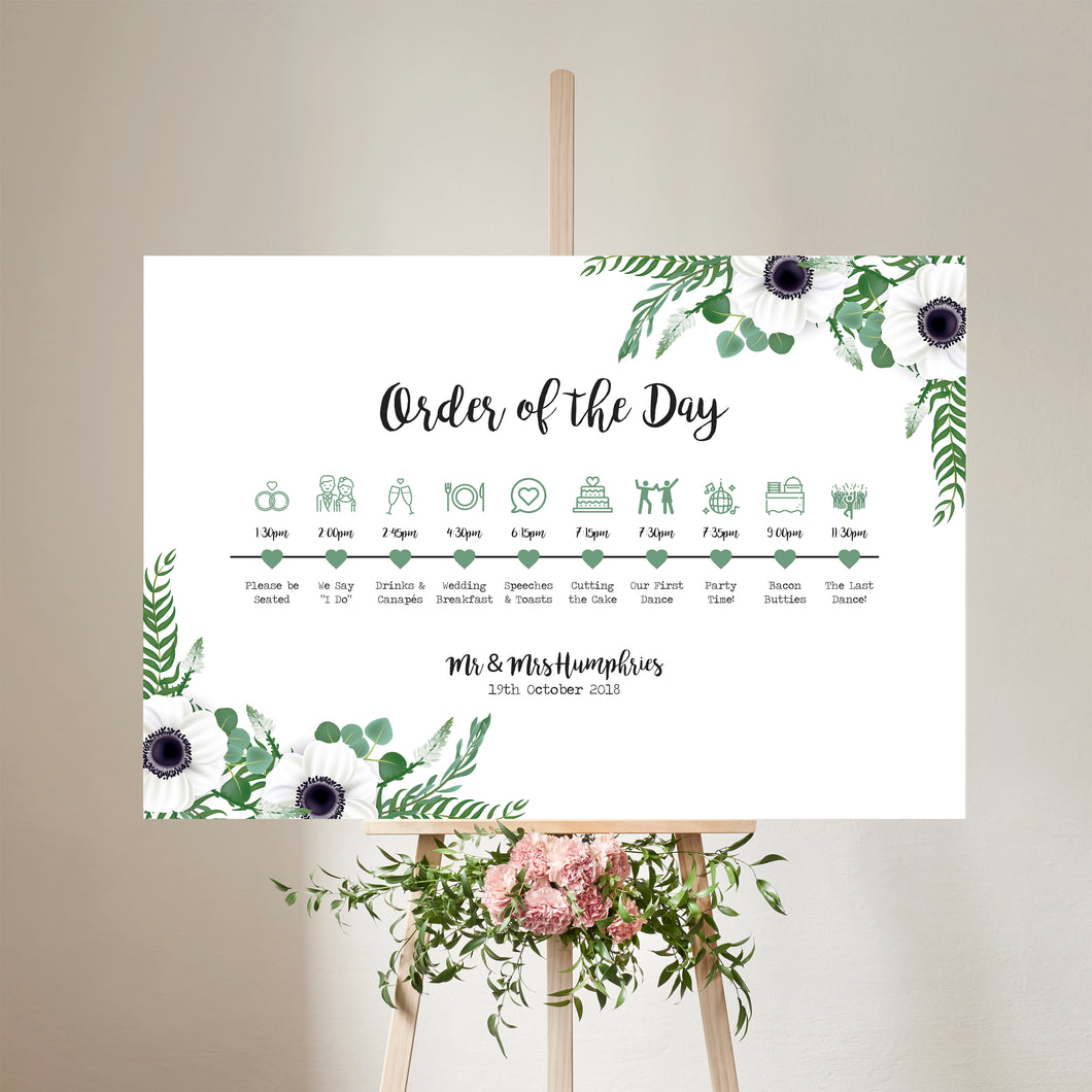 White Peonies // Order of the Day Sign // #5041