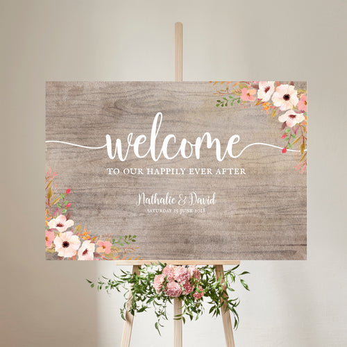 Rustic Blush Blooms // Wedding Welcome Signs // #5042