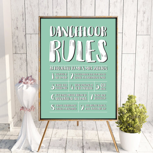 Sage Green // Dance Floor Rules Sign // #5060