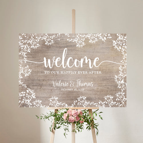 Rustic Babies Breath Gypsophila // Wedding Welcome Signs // #5064