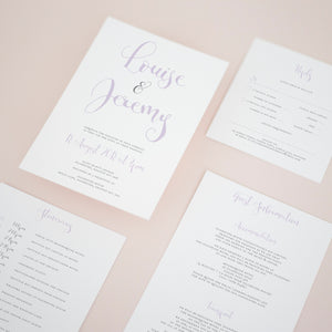 Grey & Dusty Lilac, Pocketfold Invitations, PF-034