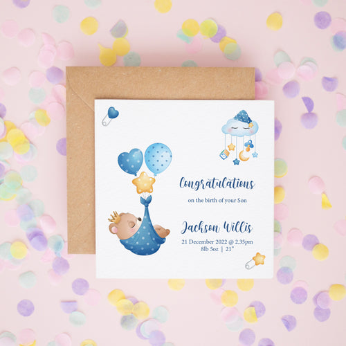 Congratulations On Your Baby Boy Card