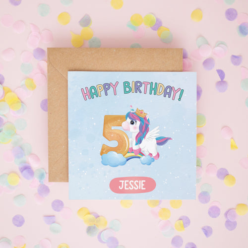 Personalised Unicorn Birthday Girl Card