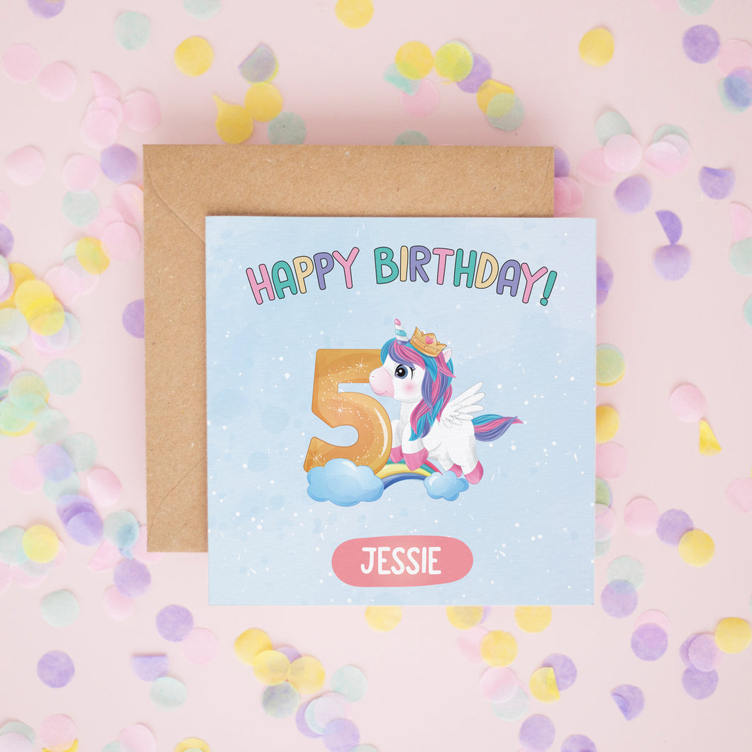 Personalised Unicorn Birthday Girl Card