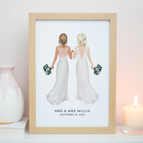 Mrs & Mrs Wedding Gift Print