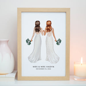 Mrs & Mrs Wedding Gift Print