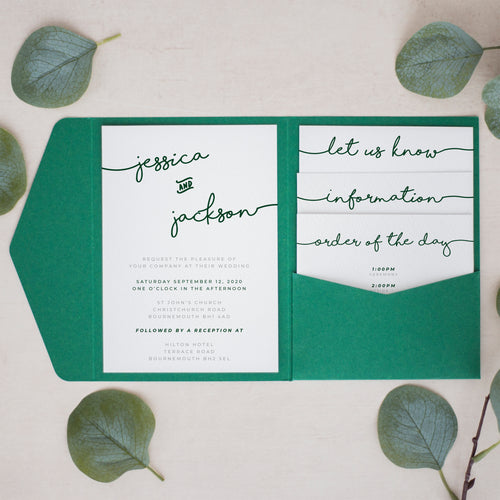 Forest Green, Pocketfold Invitations, PF-045