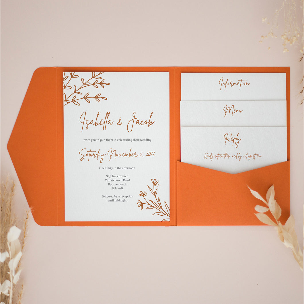 Rust Orange, Pocketfold Invitations, PF-050