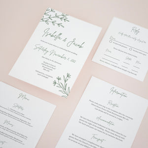 Green Botanical, Pocketfold Invitations, PF-051