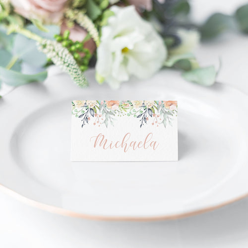 Blush & Navy Florals // Wedding Place Cards // #27