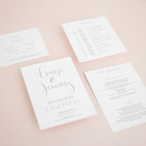 Grey & Dusty Lilac, Pocketfold Invitations, PF-034