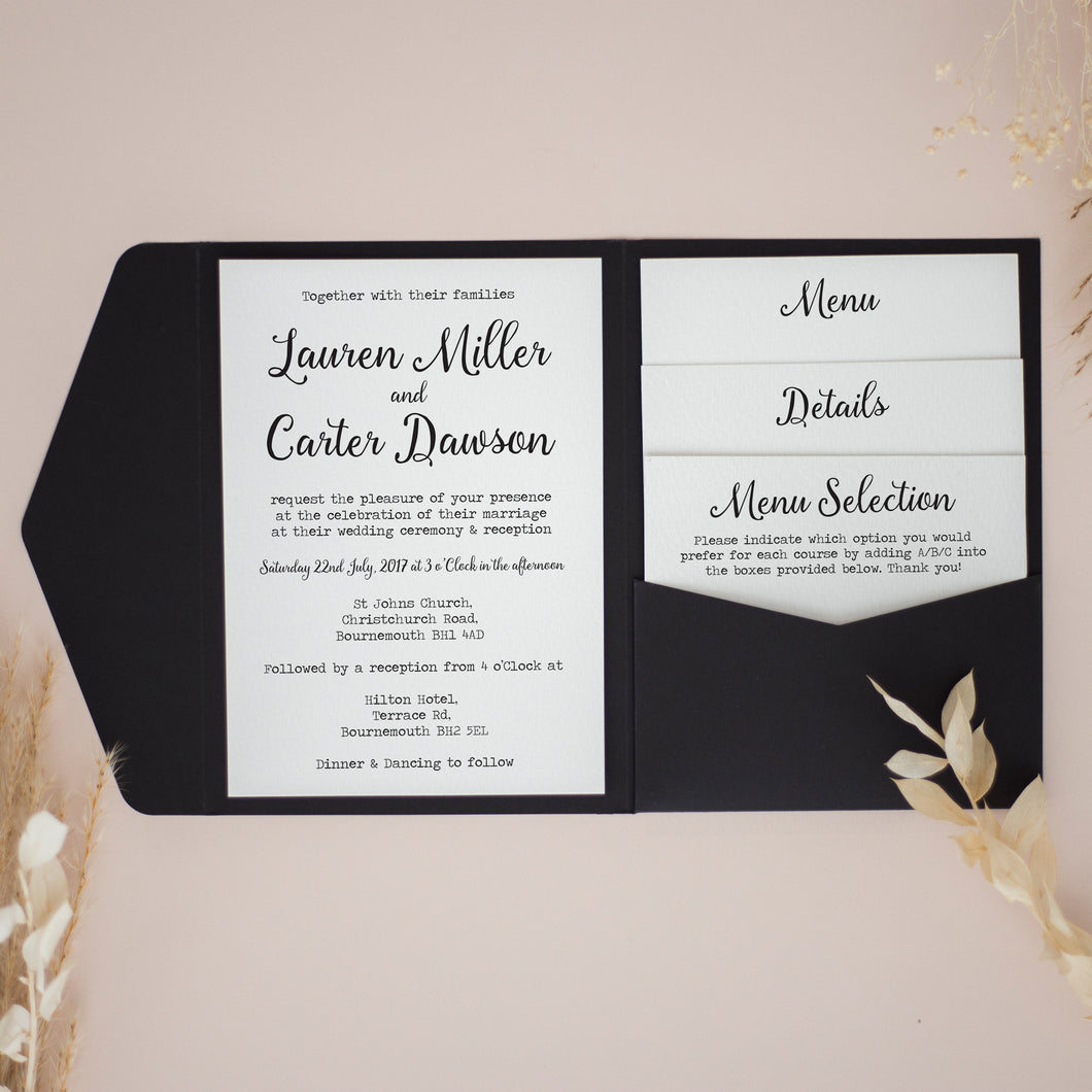 Monochrome Love, Pocketfold Invitations, PF-035