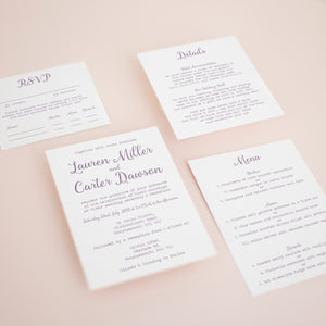 Dove Grey & Mauve, Pocketfold Invitations, PF-002