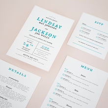 Teal & White, Pocketfold Invitations, PF-029